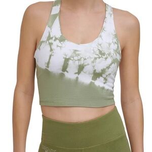DKNY Cropped Lined Racernack Sage Tie Dye Performance Sports Bra XS